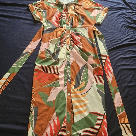 SHEIN Tropical Leaf Print Maxi Dress - Picture 3 of 5